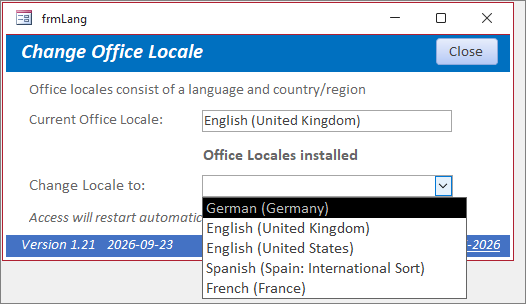Change Language Form