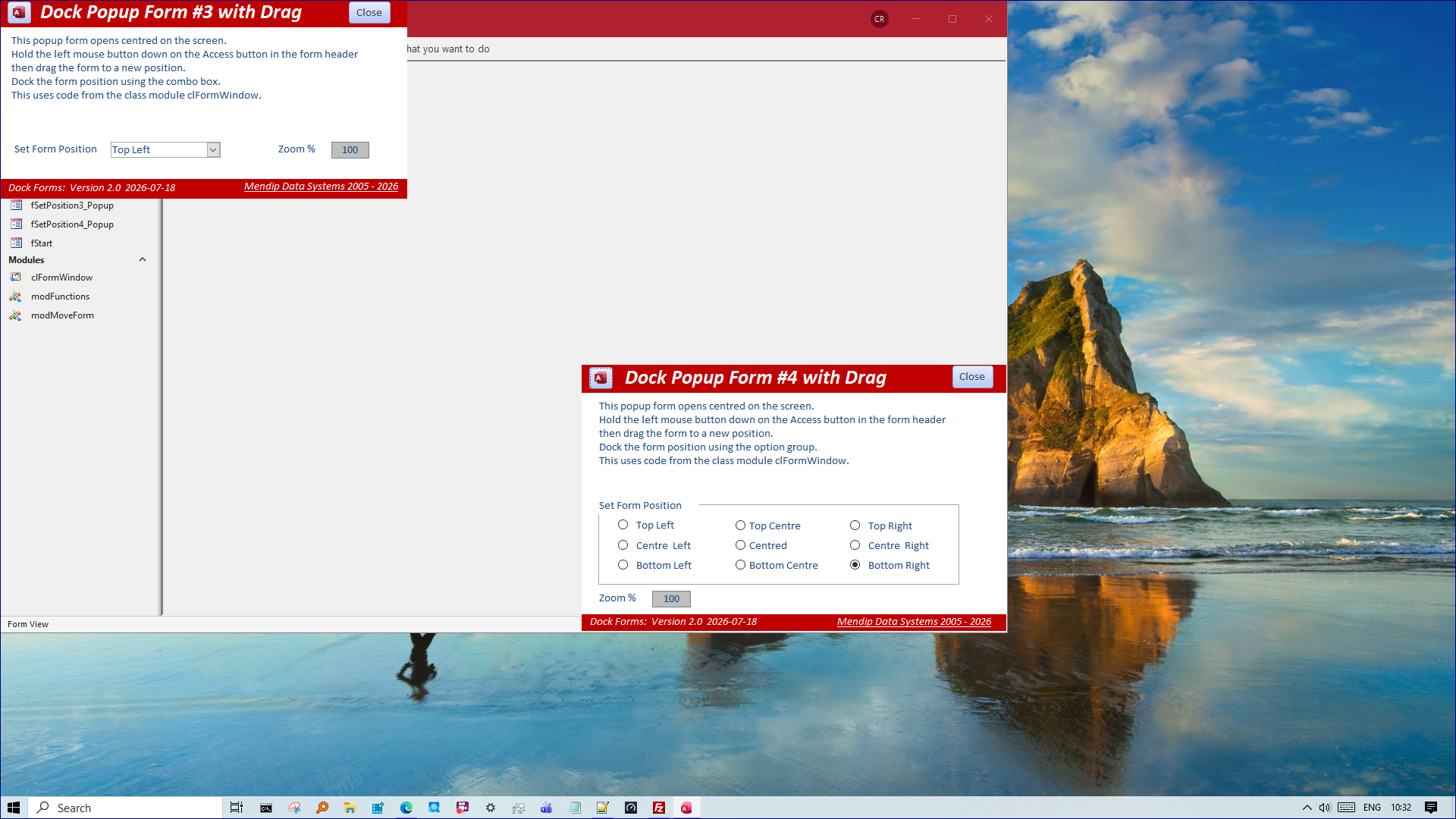 Dock Popup Forms Example 2