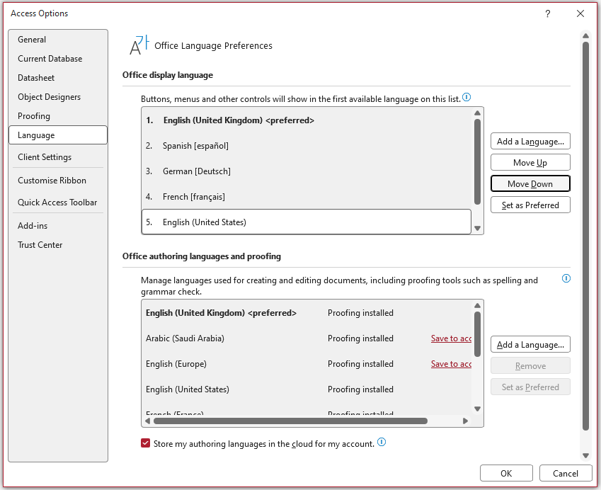 Language Options