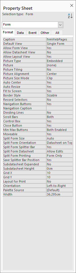 Property Sheet 8pt