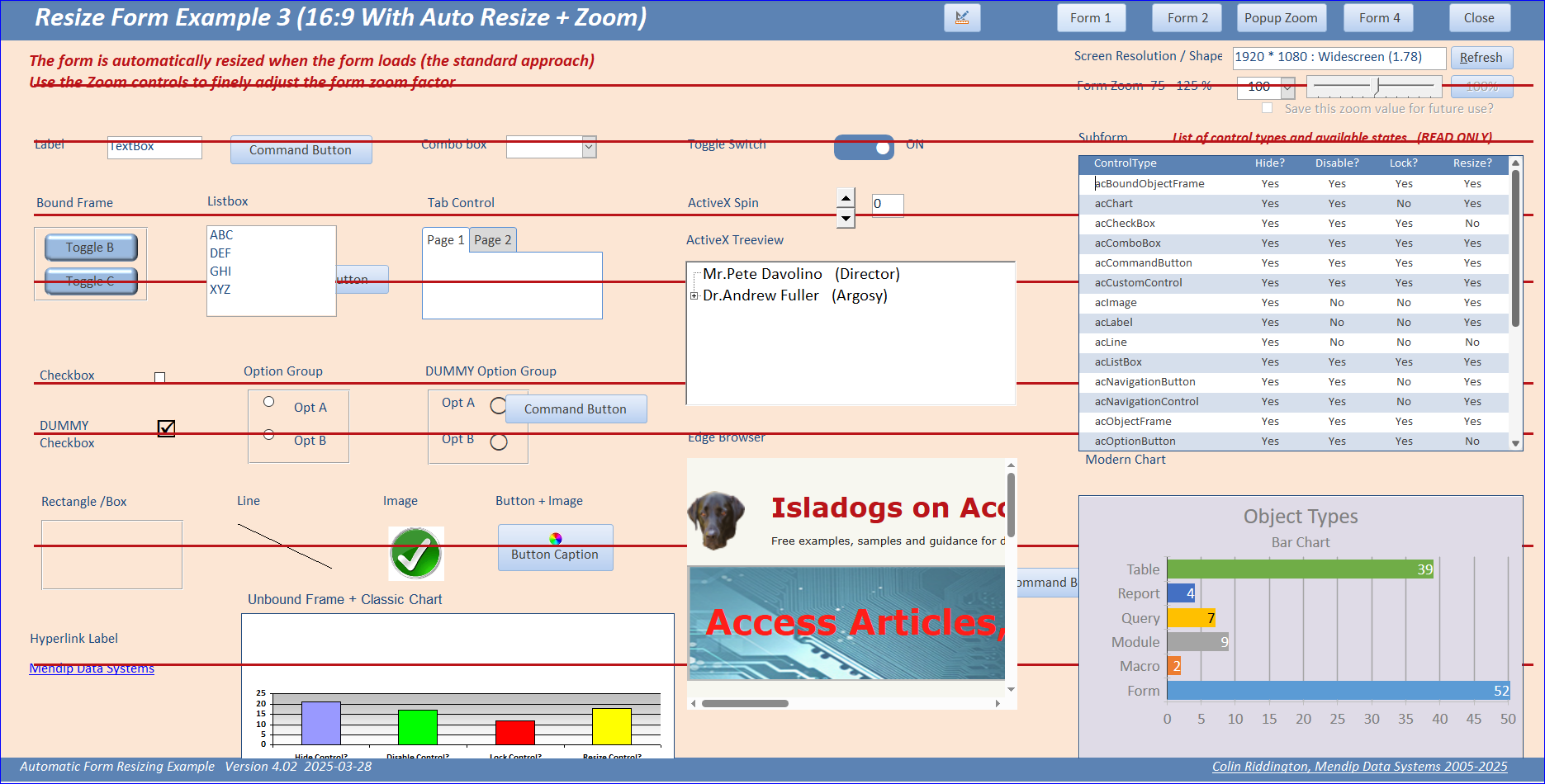 Windowed & Non-Windowed Controls in Access
