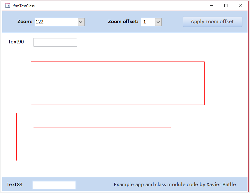 Zoom 122% by resizing form