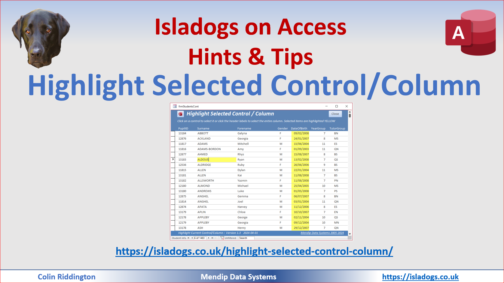 Highlight Selected Control / Column 