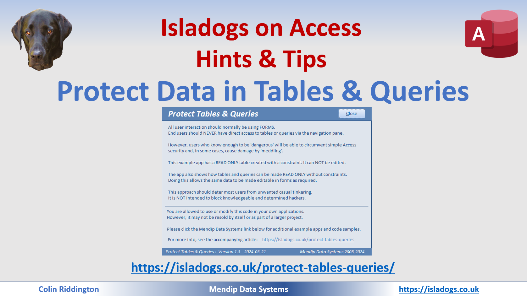 Protect Data Tables & Queries