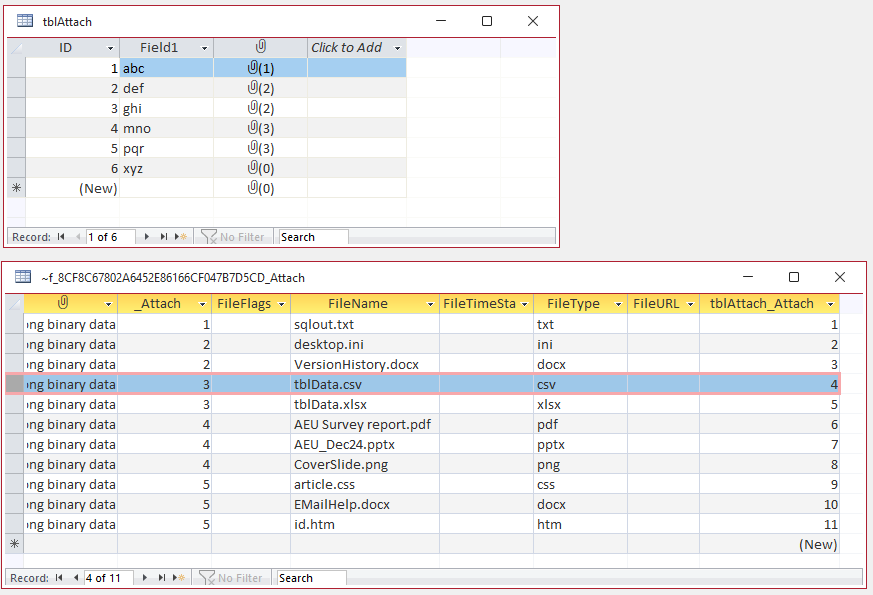 Attach Tables