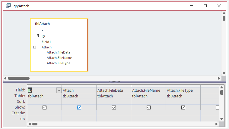 qryAttach Design View