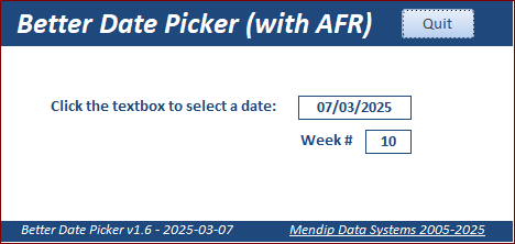Main Form with Week Number