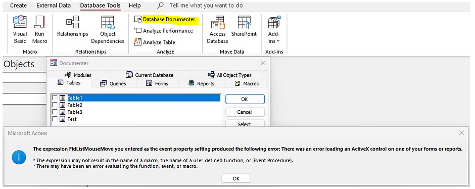 32 Bit ActiveX Wizard in Documenter Error