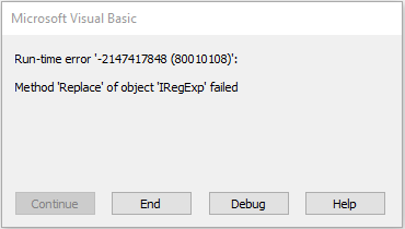 RegExp Retry error