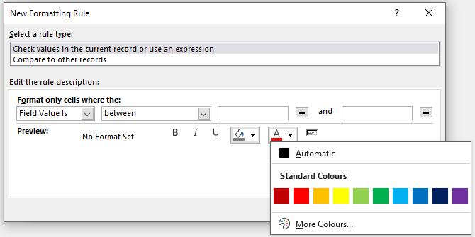 Reduced CF Colour Palette