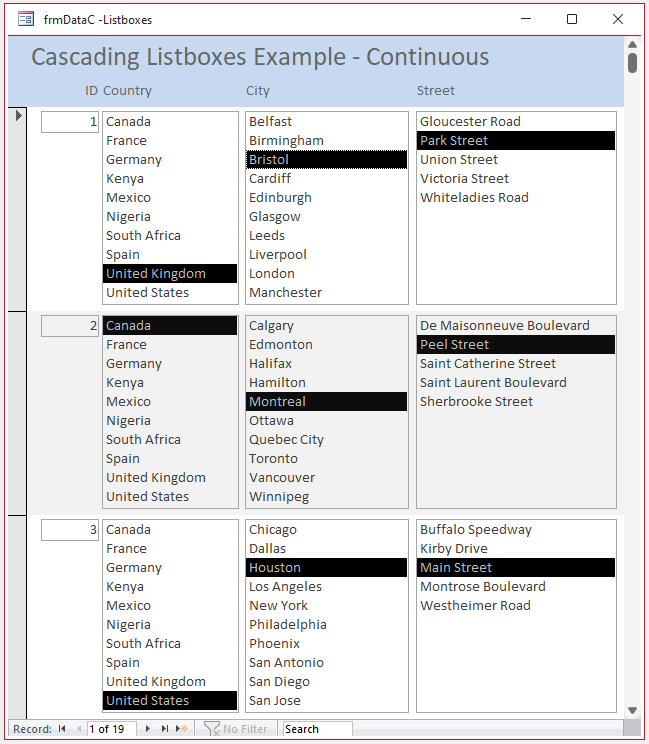Listboxes - Continuous Form