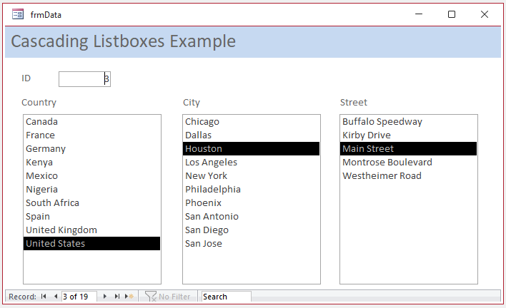 Listboxes - Single Form