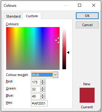 Colour Dialog - RGB