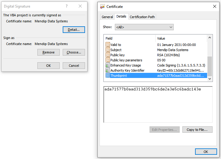 Certificate Thumbprint