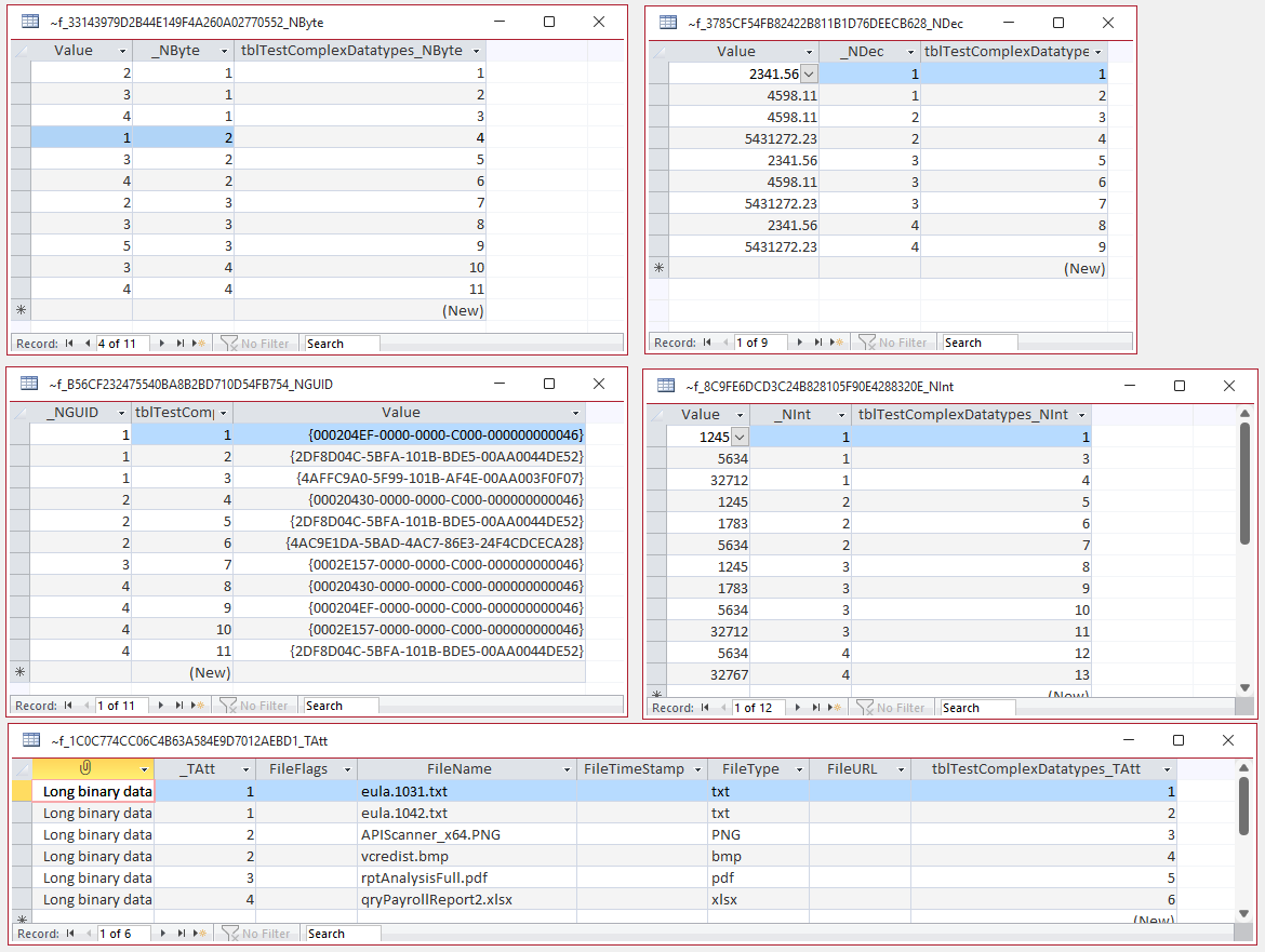 Complex Data Attached Tables