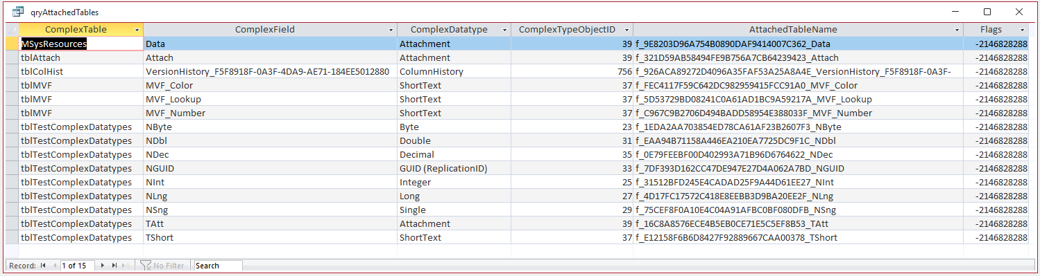 Attached Tables