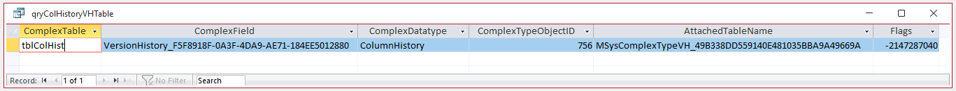 Column History Associated Table