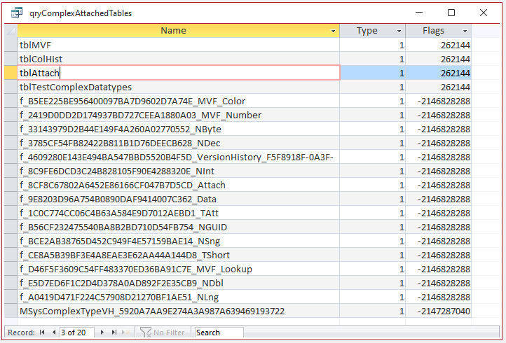 Complex Attached Tables