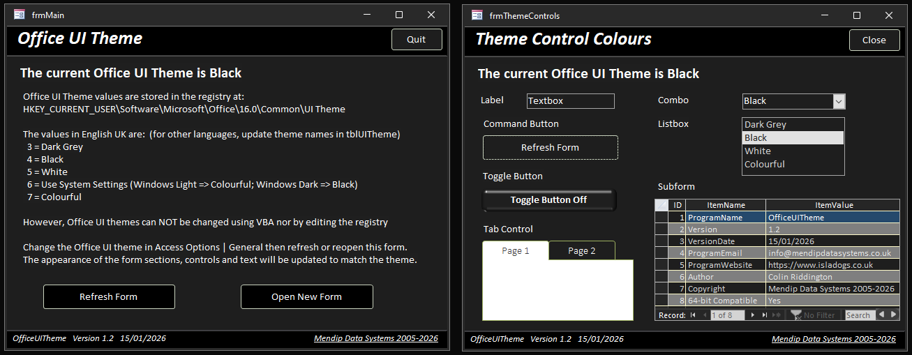 Black theme
