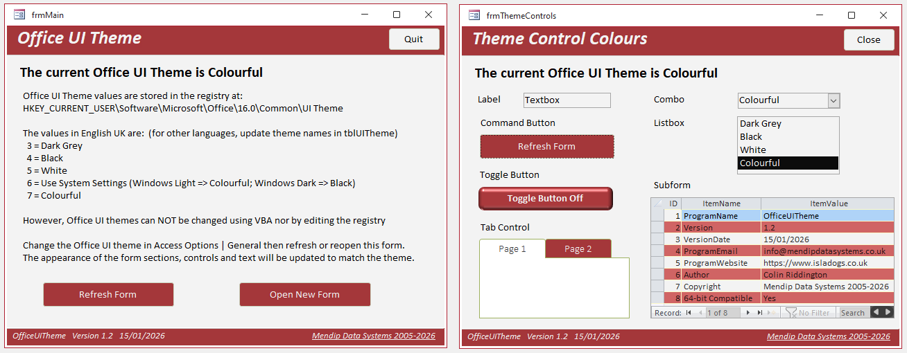 Colourful theme