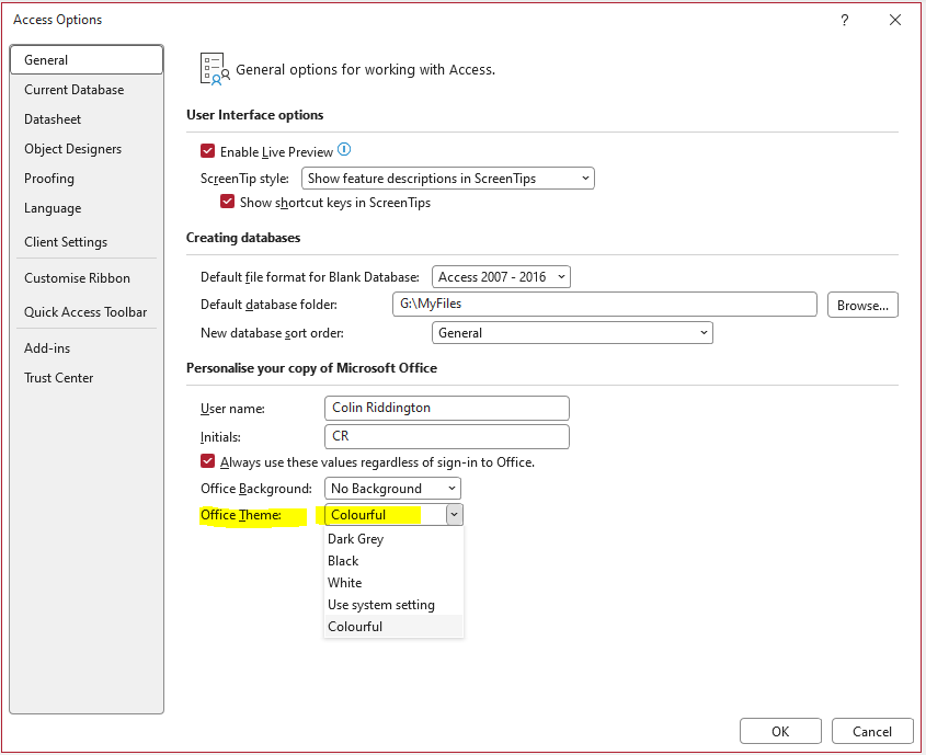 Office Theme Options