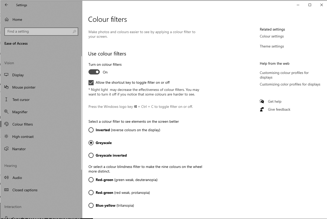 Ease of Access Color Filters