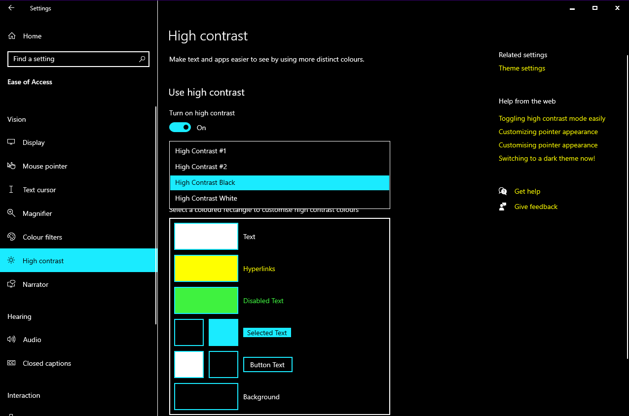 Ease of Access - High Contrast Black