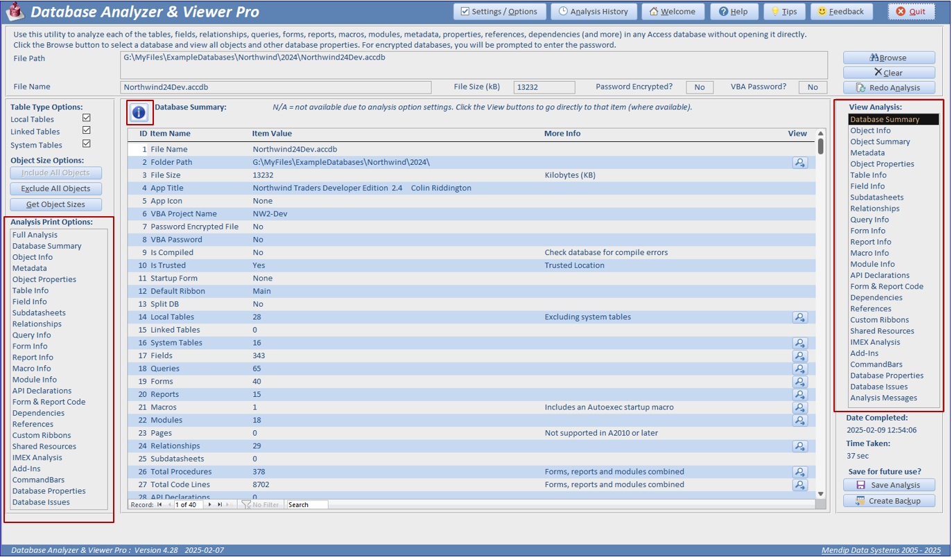 Database Summary