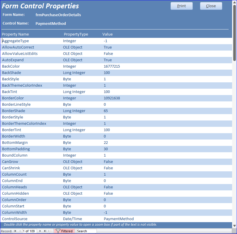 Form Control Properties