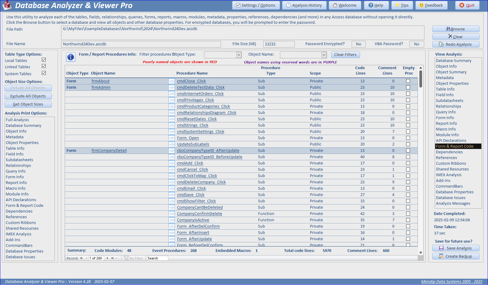 Form Report Code