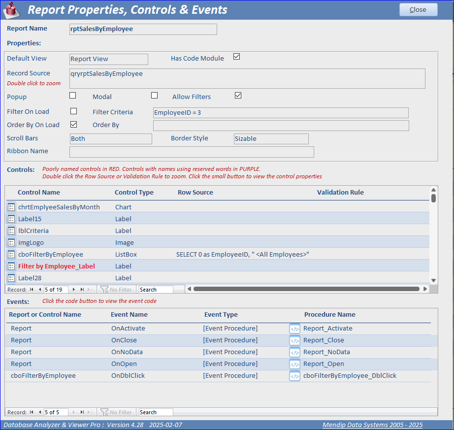 Report Properties