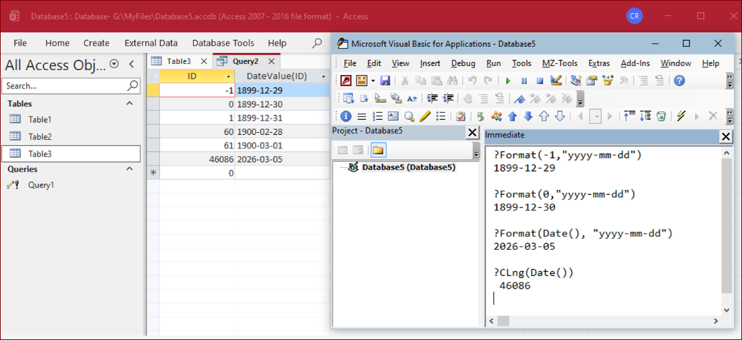 Access date calculations