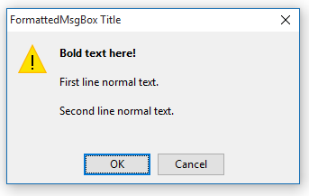Formatted MsgBox (HelpFile / Context omitted)