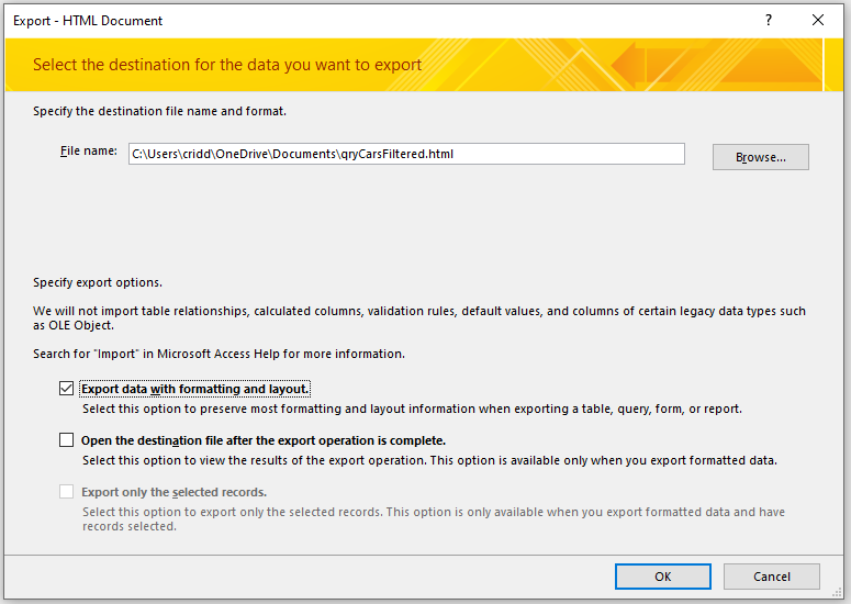 Export Objects to HTML Encoding Issues