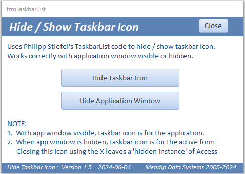 TaskbarList Form