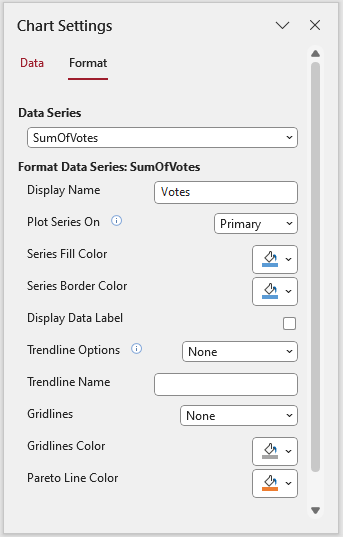 Pareto Chart Settings