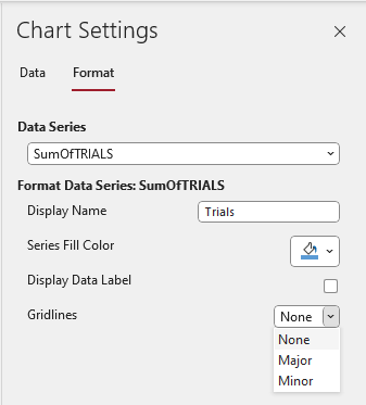 Area Chart Format Settings