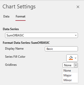 Scatter Chart Format Settings