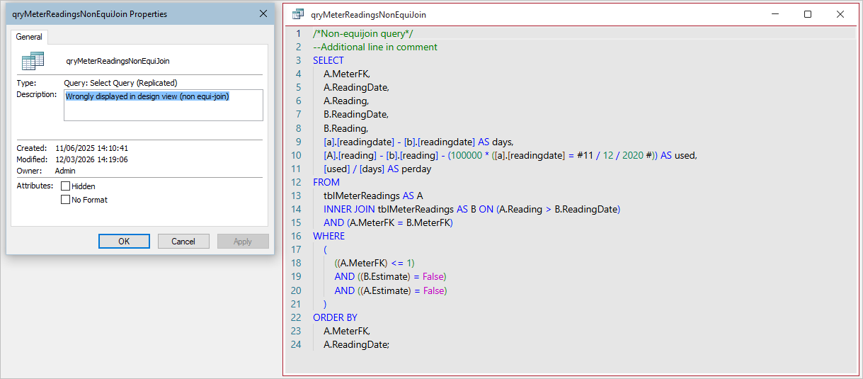Query No Format Unchecked