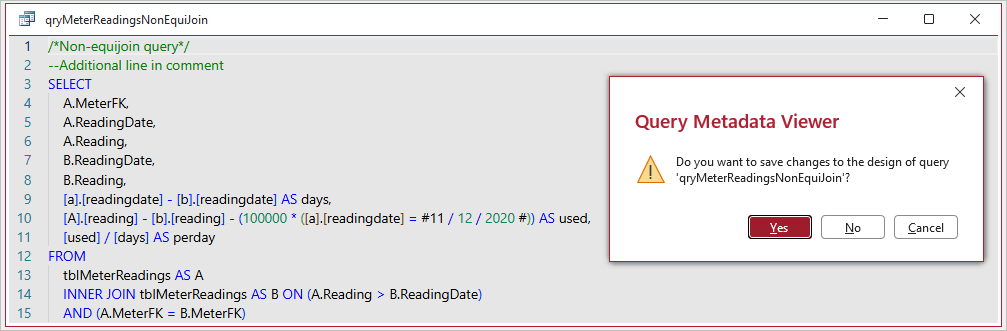 Query Save Changes Dialog