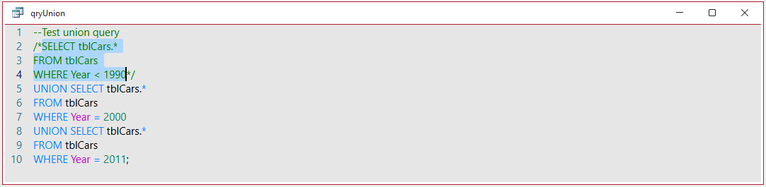 Partial SQL Execution on Commented SQL