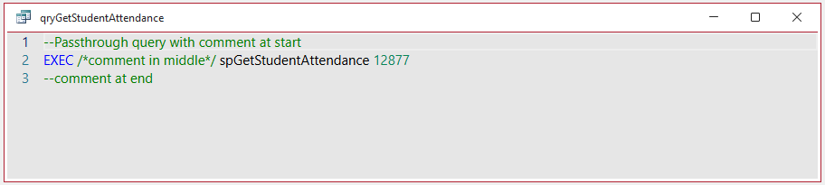 Passthrough Query with Comments