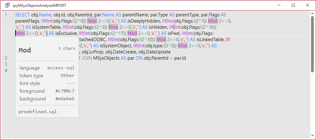 Predefined SQL