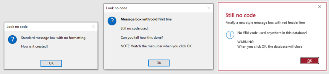 No Code Message Boxes