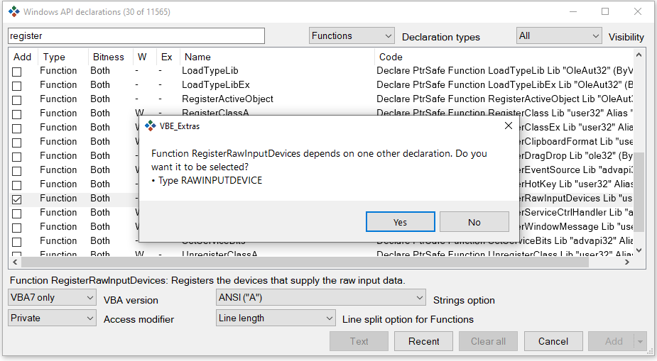 Windows API Dependency Mesage