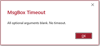 New Style Access Message Boxes With Timeout