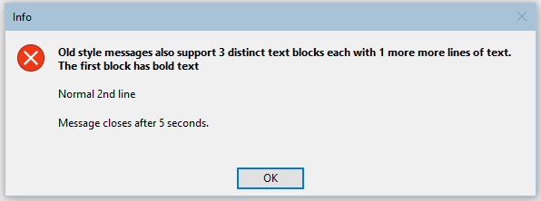 New Style Access Message Boxes With Timeout