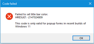 Code Failed Error Message