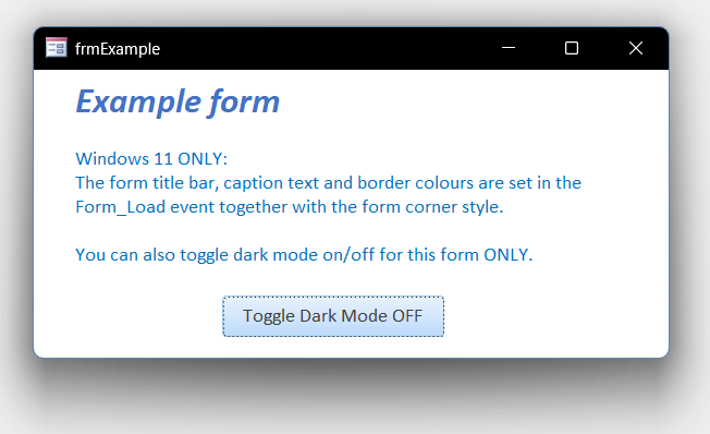 Example Form Dark Mode