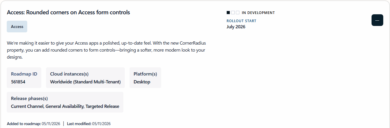 365 Roadmap July 2026 - Rounded Corners